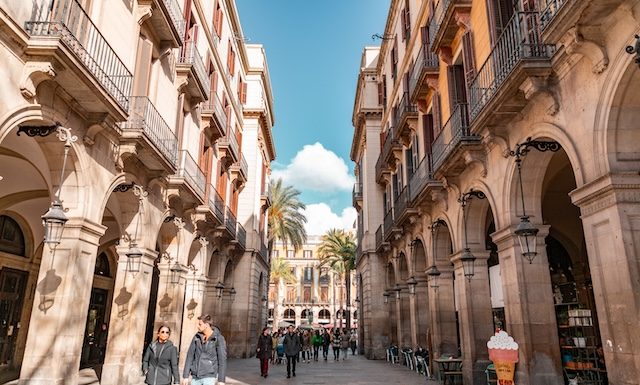 Placa Reial in Barcelona, Spain @ credit Depositphotos
