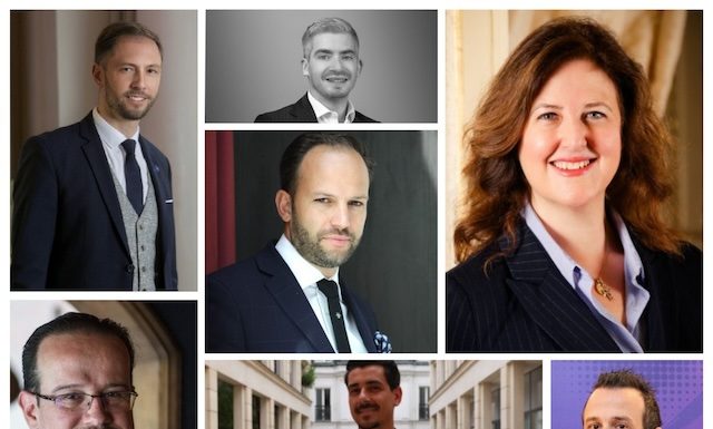 De haut en bas et de gauche à droite, Maxime Maze, Antoine Pinilla, Gabriel Lonca, Candice Barwell Nassar, Sébastien Pequeux, Julien Dives et Baptiste Mamoser