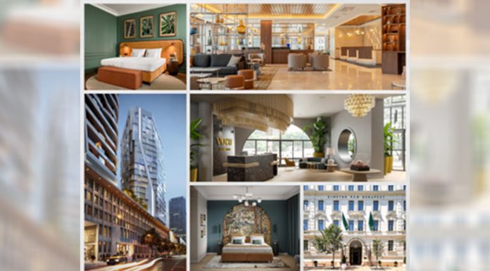 Images en bas à gauche, dans le sens des aiguilles d'une montre : Kimpton Frankfurt Main, Verno House Budapest Vignette Collection, voco Stockholm - Kista, voco Szekesfehervar, Hotel Indigo Krakow – Wawel Castle, Kimpton BEM