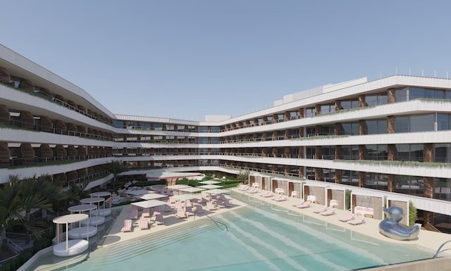 Vue piscine @ credit SLS Barcelone