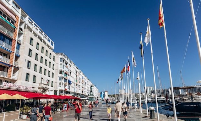 Toulon, France - July 10, 2024 : Port and pier in Toulon, southern France