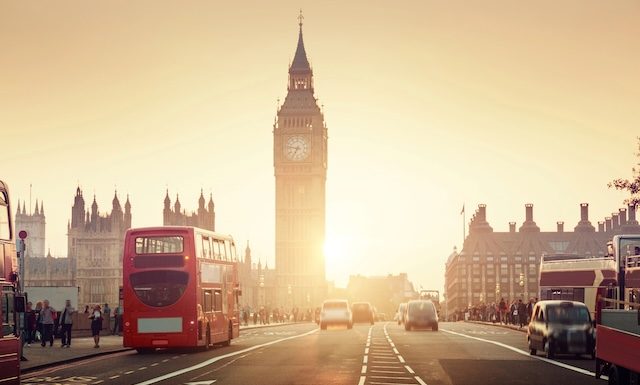 Westminster Bridge at sunset, London, UK