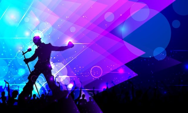 illustration of rock star performing in music concert