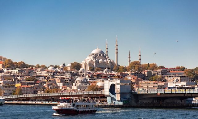 The Galata Bridge that connects two sides of the Golden Horn in Istanbu