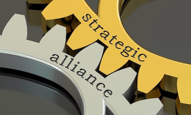 Strategic Alliance concept on the gearwheels, 3D