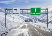 Ouverture 2027, Savoie | MGallery s’invite à Valmorel France ski town Valmorel and Courchevel road big sign with a lot of snow and mountain sky