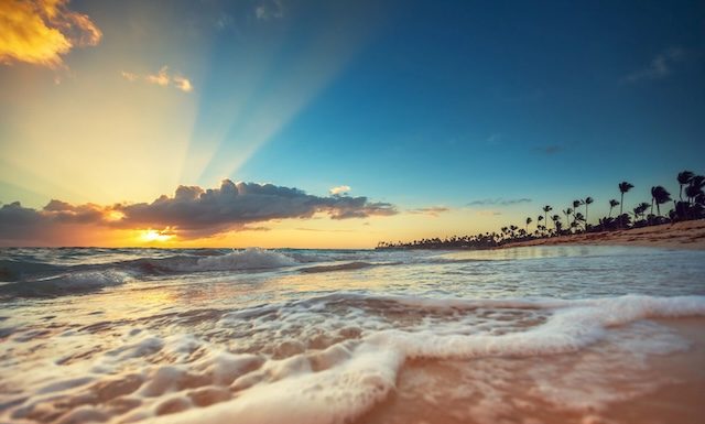 Exotic Beach in Dominican Republic, Punta Cana, sunrise