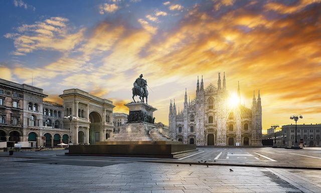 Duomo at sunrise, Milan, Europe @ credit Depositphotos.com