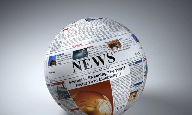 News concept. Newspaper sphere. Three-dimaensional image.