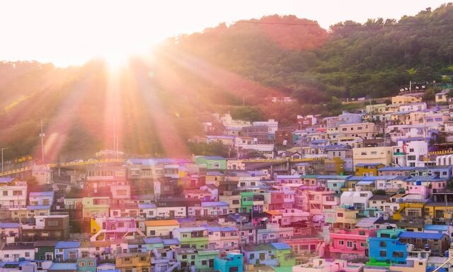 Sunset view of the Gamcheon Culture Village in Busan, South Korea