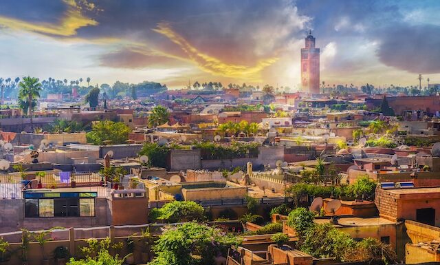 Panoramic views of marrakech medina, Morocoo