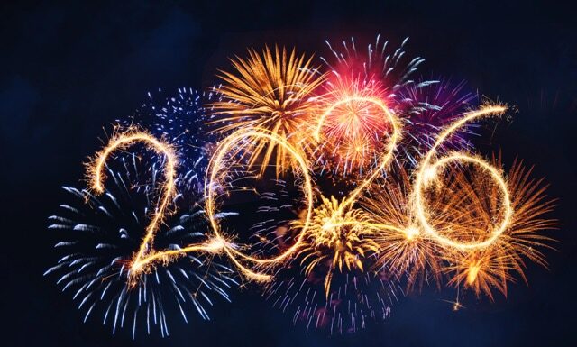 Sparkle firework on black background, happy new year 2026 concept.
