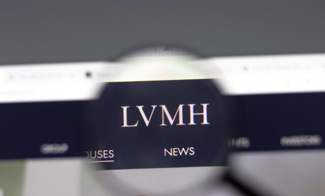 New York, USA - 15 February 2021: LVMH website in browser with company logo, Illustrative Editorial