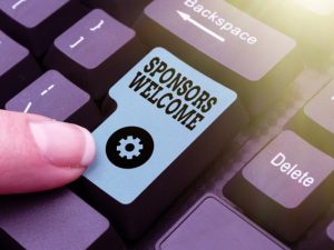 Conceptual display Sponsors Welcome, Business approach announcing that you accept investing in your company Typing New Email Titles Concept, Drafting Internet Article Ideas