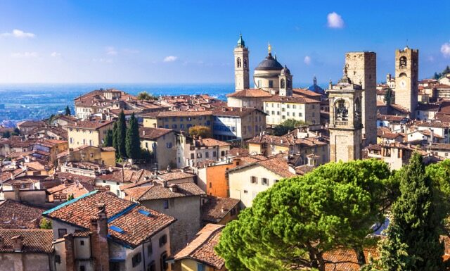 landmarks of Italy - beautiful medieval town Bergamo, Lombardy, Italy