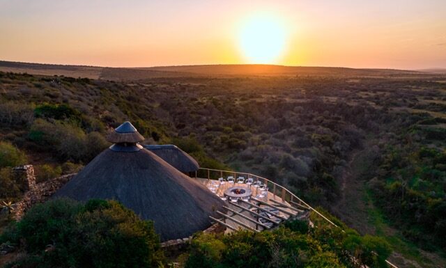 Lodge - Riverdene - Aerial Sunset -