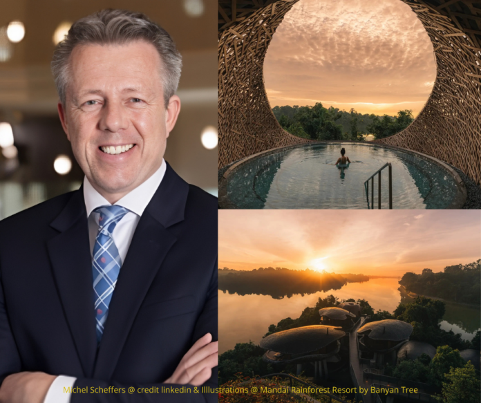 Michel Scheffers @ credit linkedin & Illlustrations @ Mandai Rainforest Resort by Banyan Tree