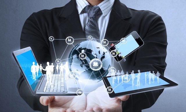 Technology in the hands of businessmen