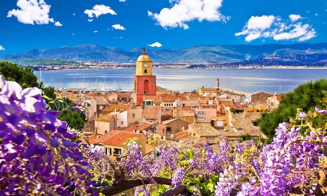 Saint Tropez village church tower and old rooftops view @ credit Depositphotos
