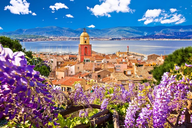 Saint Tropez village church tower and old rooftops view @ credit Depositphotos