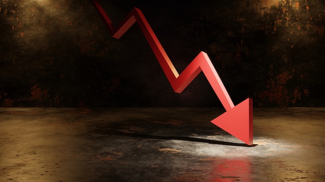 Illustration chute des résultats ou du cours de Bourse @ credit Depositphotos.com