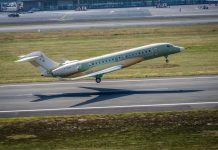 2028/2029, Jets privés | Le Falcon 10X, plus grand jet d’affaires français, réalise son vol inaugural © Dassault Aviation - A. Pecchi Dassault Aviation Mérignac. 1er vol du Falcon 10X, le 19 juin 2026.