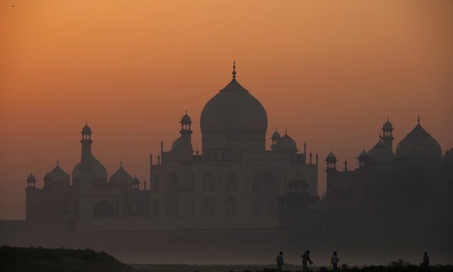 Beautiful view of Taj Mahal from the bank of Yamuna in Agra, India