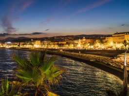 Riviera | L’Hôtel Palais de la Méditerranée rejoint The Unbound Collection by Hyatt NICE, FRANCE - MARCH 2, 2026: Scenic twilight view of Promenade des Anglais with city lights, palm trees, and Mediterranean coastline.