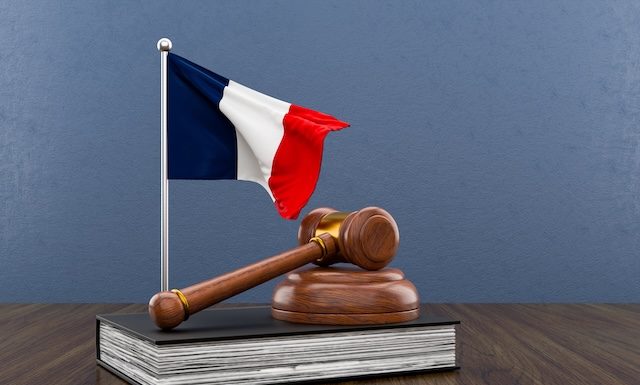 Concept of French law justice and legal system.