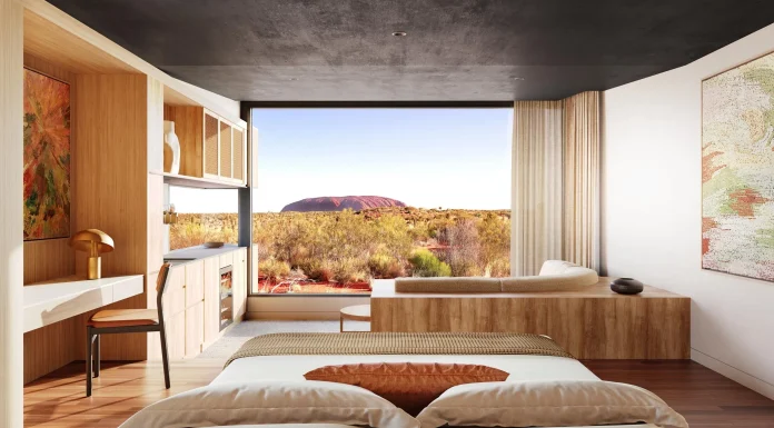 Rendering of a Desert Suite with views of Uluṟu – credit VASTview