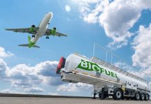 RSE, Aviation | Au Royaume-Uni, Nova Pangaea valide son procédé de carburant aviation durable par biomasse Airplane and biofuel tank. Decarbonization concept